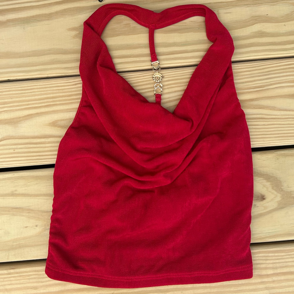 Vibrant Red Halter Tank Top